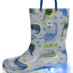 Outee Toddler Kids Adorable Lightwight Waterproof Rain Boots Light Up by Steps